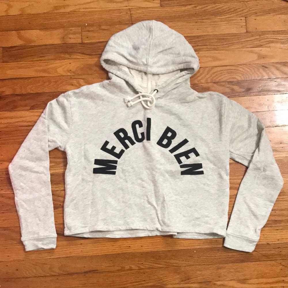 Merci Bien Cropped Hoodie